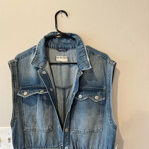 We The Free Blue Denim Sleeveless Jumpsuit